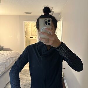 adidas Black Athletic Half-Zip Top with Logo Tag